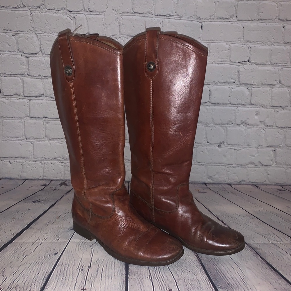 FRYE Leather Boots - Melissa Button Side Brown Size 6